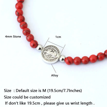 Noter New 4mm Beaded Bracelet For Men Minimalist Cross Bracelet